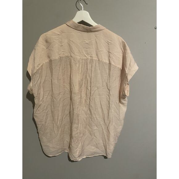 Whistles‎ Blouse Size Large Pale Pink Lightweight Top Collared V Neck Pocket - Picture 7 of 8